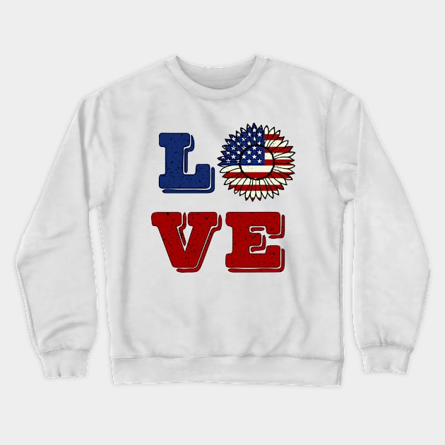 Love patriotic Sunflower 4th of July Crewneck Sweatshirt by sevalyilmazardal